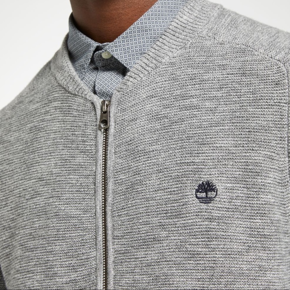 NEW TIMBERLAND MEN'S SLUB FULL-ZIP SWEATER - Picture 3 of 6
